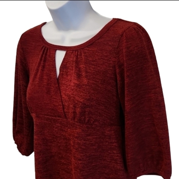 AB Studio Ruby Red Keyhole Front Top - Picture 2 of 7